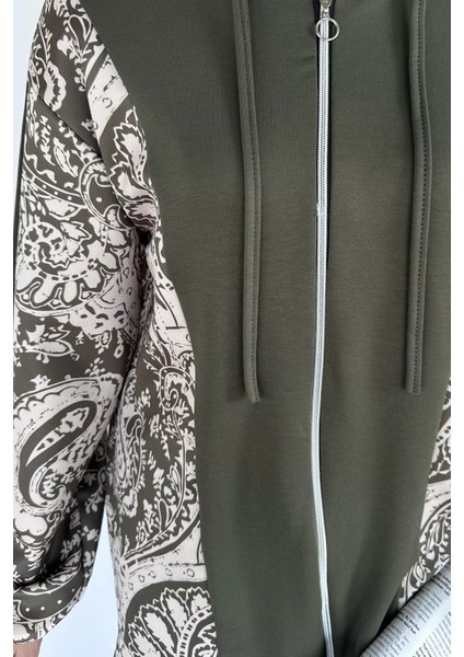 Dijital Baskılı Kapüşonlu Tunik Bel Lastikli Pantolon Tesettür Ikili Takım P-00019239 fırsatları