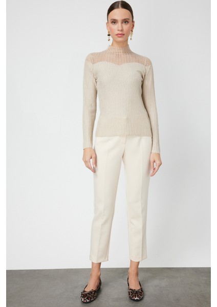 Yakası Transparan Taşlı Triko Kazak 60340-26K fiyatları