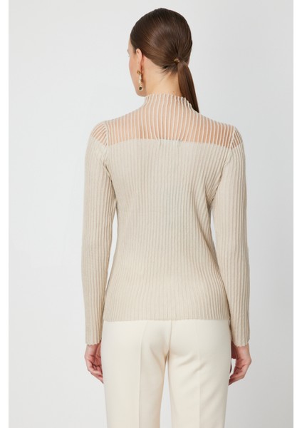 Yakası Transparan Taşlı Triko Kazak 60340-26K modelleri