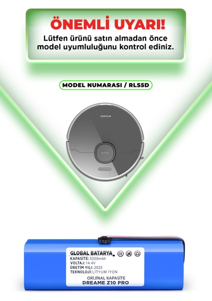 Dreame Z10 Pro Akıllı Robot Süpürge Bataryası 14.4V 5200MAH Pil indirimleri