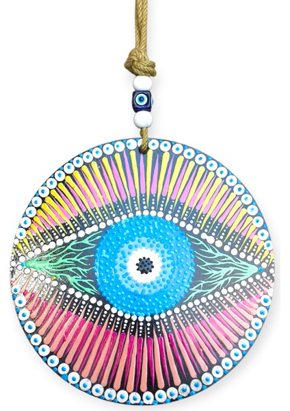 Şans ve Koruma Getiren El Boyaması Ahşap Nazarlık – 20 cm Çapında-Model-4 fiyatları