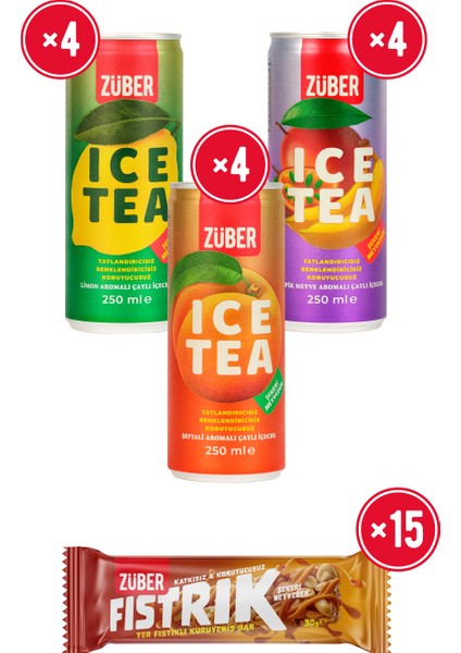 Karma Ice Tea Paketi 250ML x 12 Adet + Fıstrık Yer Fıstıklı Kuruyemiş Bar 30G x 15 Adet