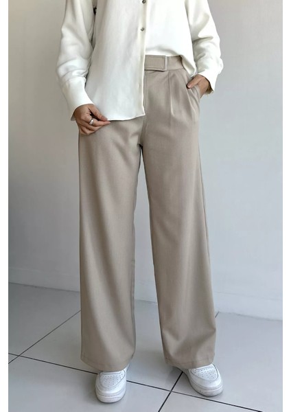 Kadın Bel Lastikli Cırtlı Tesettür Palazzo Pantolon P-00019084