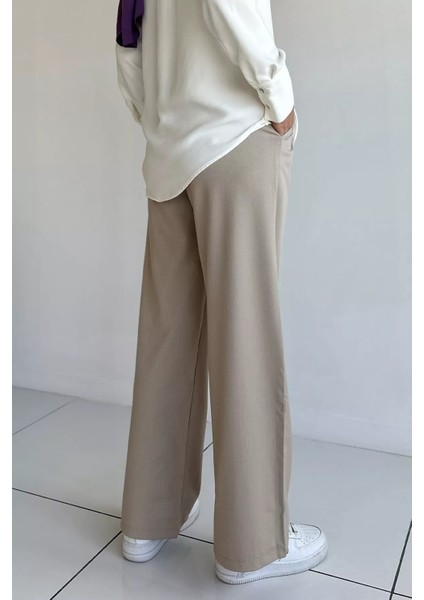 Kadın Bel Lastikli Cırtlı Tesettür Palazzo Pantolon P-00019084 modelleri