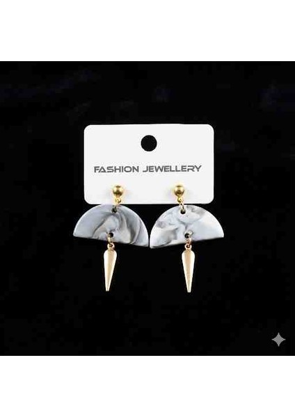 Yarım Ay Model Akrilik Çelik Küpe