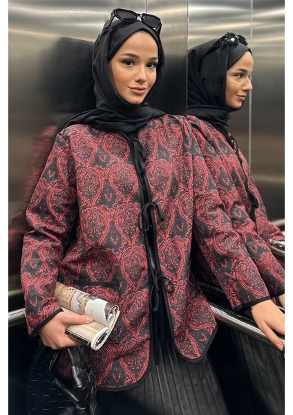 Ön Bağlamalı Kapitoneli Desenli Tesettür Ceket P-00018988 fiyatları