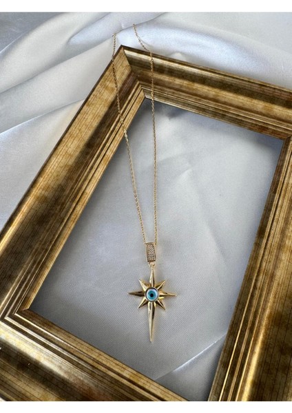 Çelik Zirkon Taşlı Nazar Detay Kuzey Yıldız Kolye fırsatları