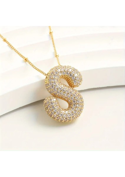 Çift Taraflı Kullanılabilen Çelik Gold Taşlı Balon Harf Kolye ( C Harfi ) fırsatları