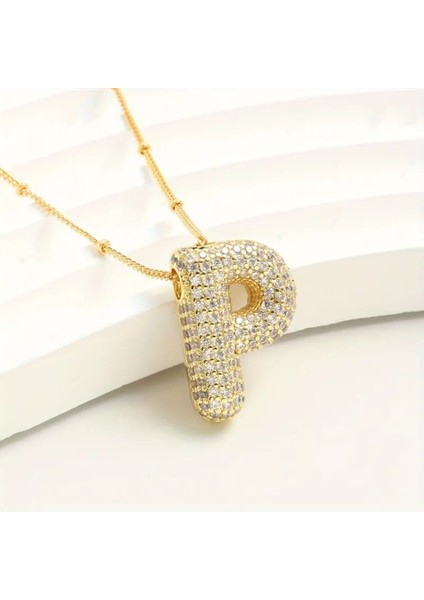 Çift Taraflı Kullanılabilen Çelik Gold Taşlı Balon Harf Kolye ( C Harfi ) indirimleri