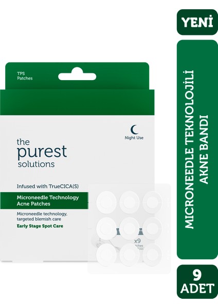 Microneedle Teknolojili Akne Patch, Akne Karşıtı Yama, Mikroiğneli Bant, 9 Adet