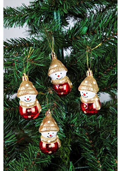 4'lü Yılbaşı Çam Ağacı ve Kardan Adam Süsleri, 8 Cm, Renkli Set fiyatları