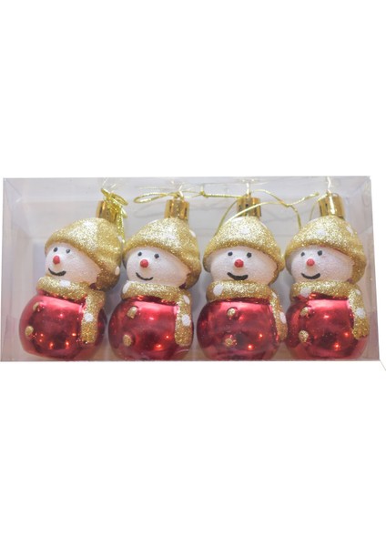 4'lü Yılbaşı Çam Ağacı ve Kardan Adam Süsleri, 8 Cm, Renkli Set fırsatları