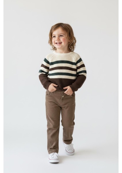 Çizgili Triko Kazak Pantolon Takım