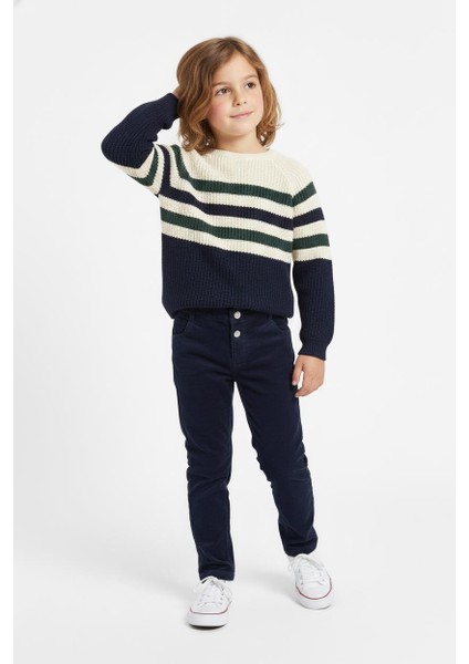 Çizgili Triko Kazak Pantolon Takım modelleri