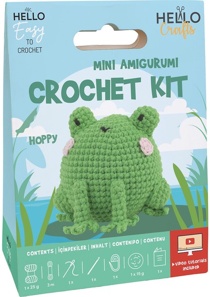 Minik Kurbağa Amigurumi Yapım Kiti Türkçe Klavuz ve Videolu Anlatım (Hoppy)