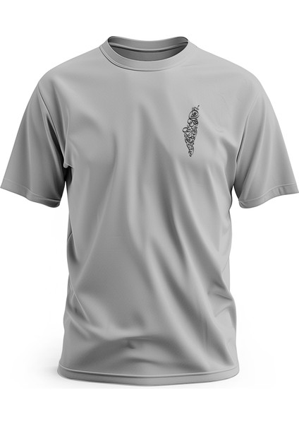 Tişört, Kısa Kollu Filistin Haritası ve Arapça Atasözü Dijital Baskılı Pamuk T-Shirt