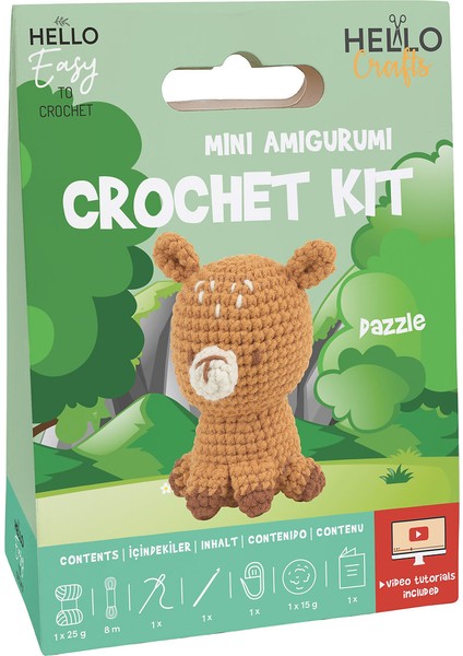 Minik Geyik Amigurumi Yapım Kiti Türkçe Klavuz ve Videolu Anlatım (Dazzle)