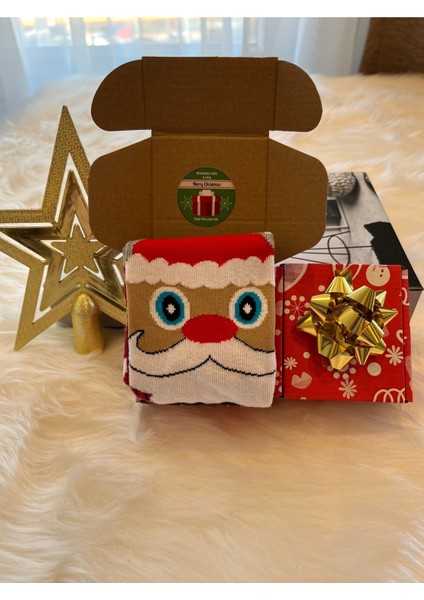 Yılbaşı Temalı Renkli Çorap, Kutulu Hediye Seçeneği