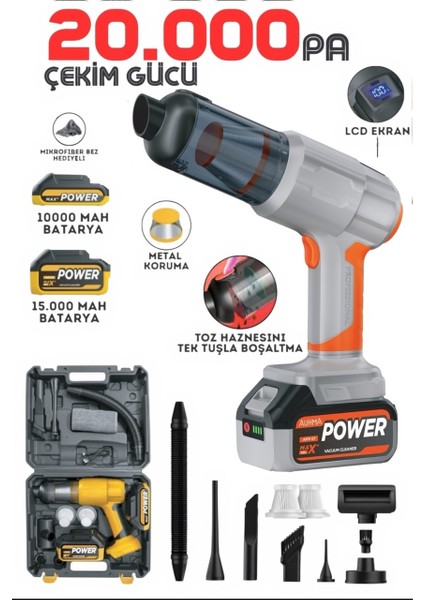 Ahv-21 25.000MAH Çift Bataryalı Ultra Çekim Güçlü Çantalı Araç Temizleme Süpürgesi modelleri