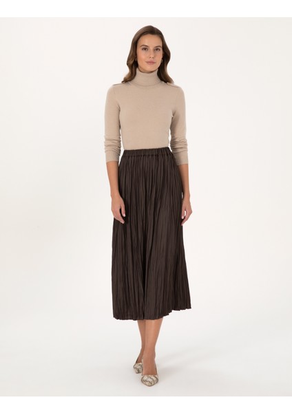 Kadın Kahverengi A Kesim Dokuma Etek 50315695-VR029