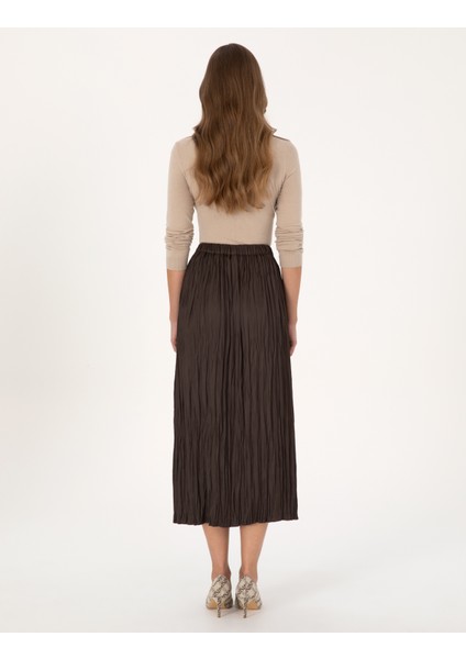 Kadın Kahverengi A Kesim Dokuma Etek 50315695-VR029 fırsatları