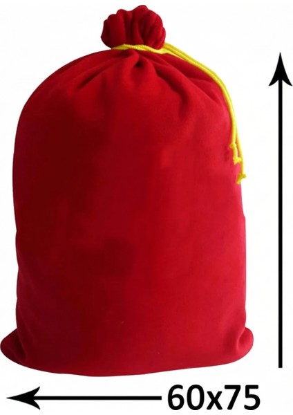 Yılbaşı Noel Baba Polar Hediye Çuvalı 60X75 Büzgü Ipli Torba