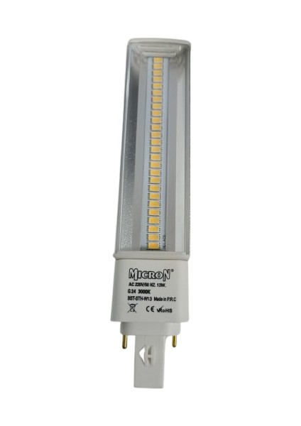 13 Watt Tasarruflu LED Ampul, G-24 Duy, Beyaz, Plc Tipi Ledli