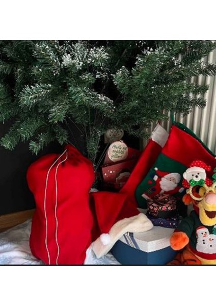Yılbaşı Noel Baba Polar Hediye Çuvalı 60X75 Büzgü Ipli Torba