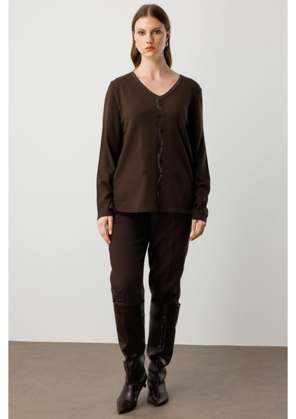 65396 Onteks Kazakönü Taşlı Düğmeli Uzun Kol modelleri