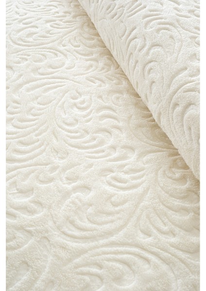 Kadife Dokulu Çift Kişilik Battaniye – Yumuşak & Kalın (3 Kg) Yatak Örtüsü - Jakarlı Krem Battaniye fiyatları