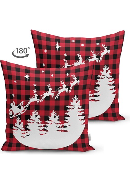 Renkli Ekose Noel Baba Geyikleri Modern Süet Yastık Kılıfı fiyatları