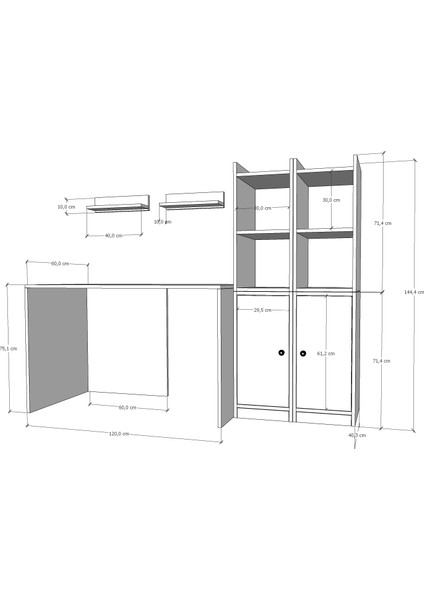 Modüler Oyuncu Masası Kitaplıklı Kapaklı Dolaplı Raflı Depolama Seti BEYAZ-NRG-OYNM-1002 fırsatları