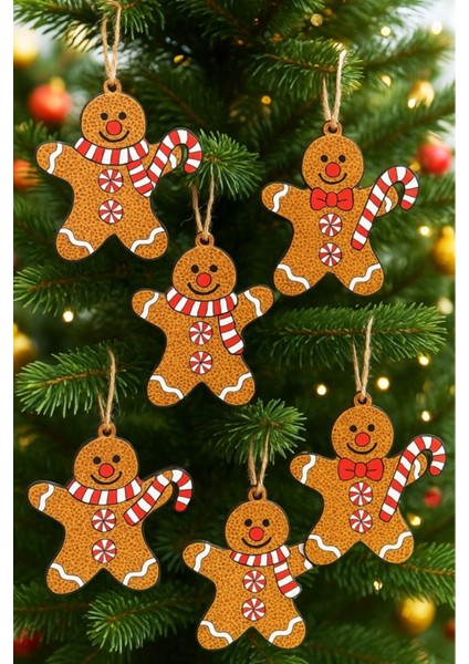 6'lı Renkli Çam Ağacı Süsü, 10 Cm, Yılbaşı Dekoru