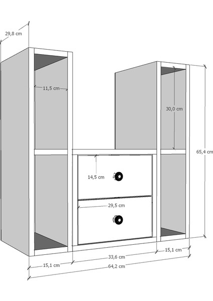Modüler Depolamalı Ofis Sehpası Çekmeceli Yan Ünite Açık Raflı Tasarım BEYAZ-NRG-OFS-S-1001 fırsatları