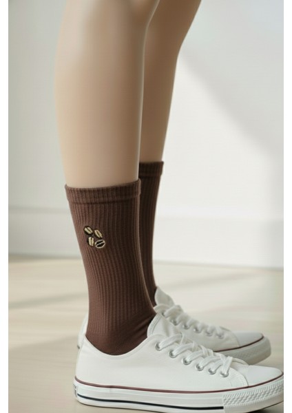 Kahve Çekirdeği Nakışlı Yazlık Kışlık Unisex Çorap Seti fiyatları