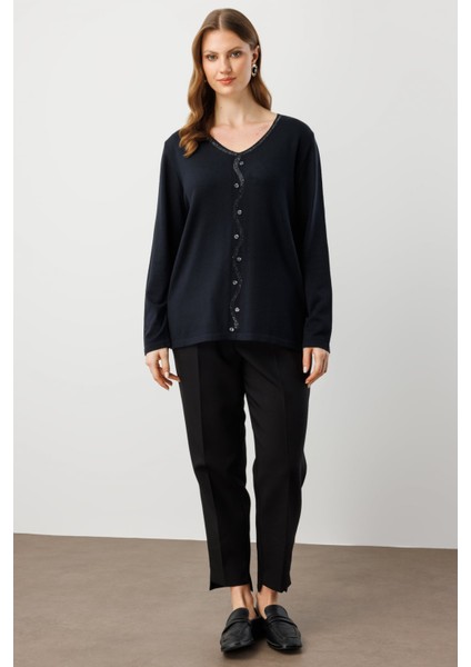 65396 Onteks Kazakönü Taşlı Düğmeli Uzun Kol modelleri