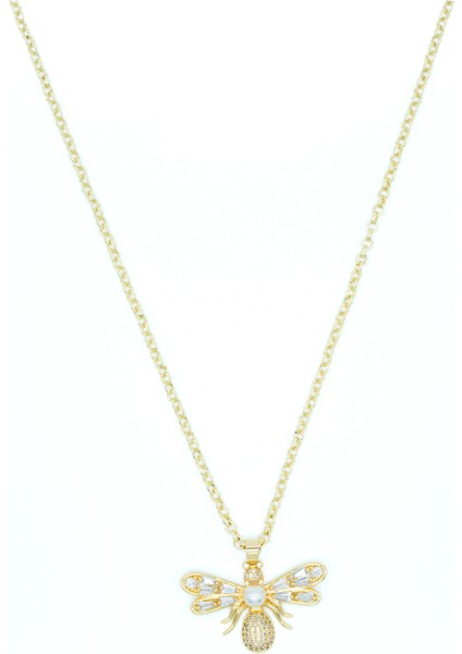 Arish Kolye – 14 Ayar Altın Kaplama Inci ve Zirkon Taşlı Arı Figürlü fiyatları