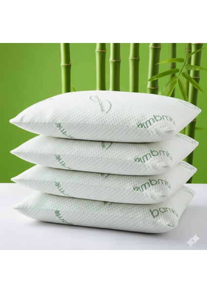 Bamboo Yastık 50X70 Visco Bambu Yastık 4 Adet Çift Kişilik Ortopedik Yastık 1200 gr