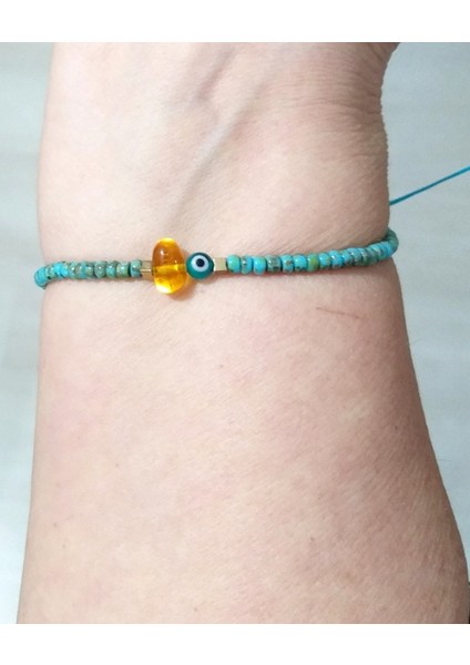 Hematit Doğaltaşlı Kehribar Nazar ve Miyuki Round Boncuklu Unisex Bileklik fırsatları