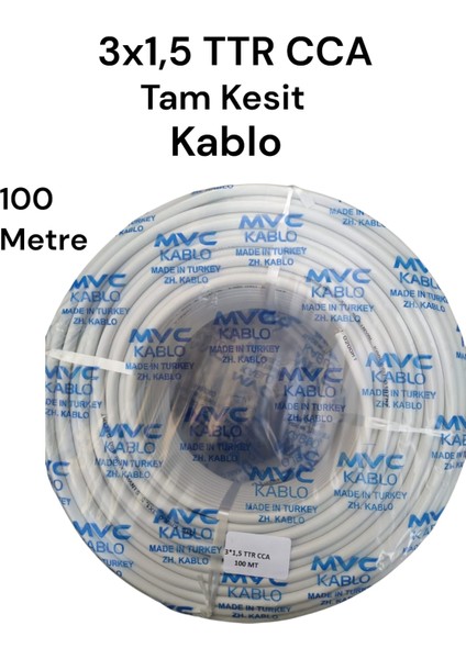 3x1.5 Ttr Cca Tam Kesit Kablo 100 Metre