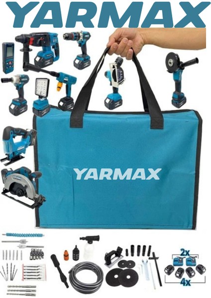 10'lu Şarjlı Pro Set Kırıcı-Taşlama-Matkap-Daire Testere-Yıkama-Dekupaj modelleri