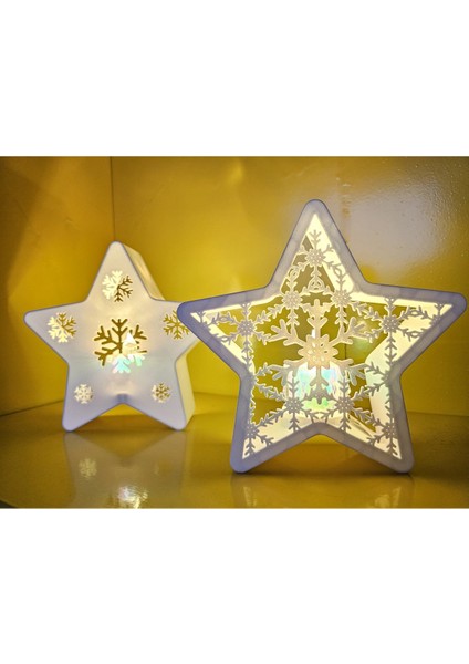 Yıldızlı Yılbaşı Mumluğu Çift Set, Beyaz, Sıcak Atmosfer Için. fiyatları