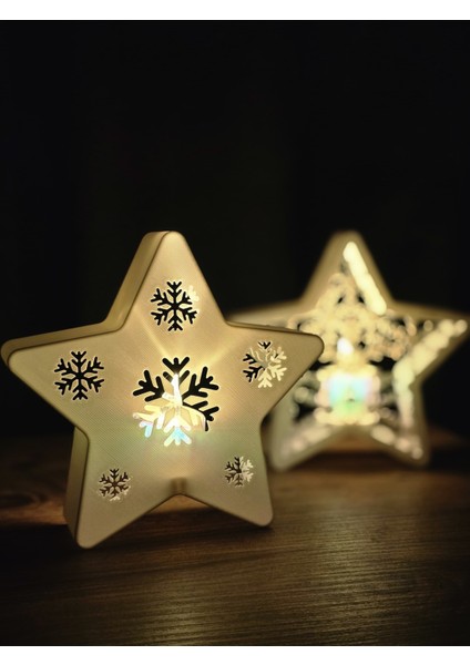 Yıldızlı Yılbaşı Mumluğu Çift Set, Beyaz, Sıcak Atmosfer Için. modelleri