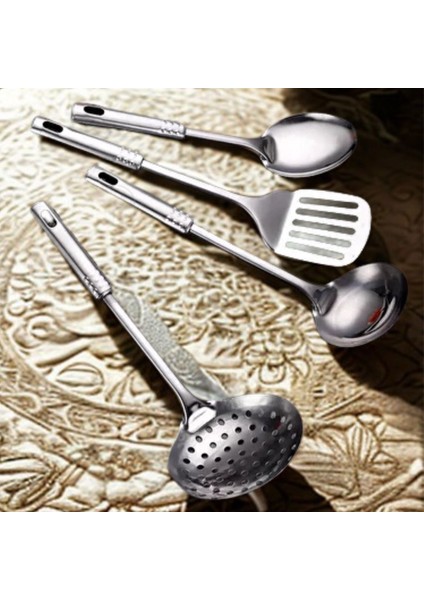 ® 4lü Çelik Kepçe,süzgeç,servis Kaşığı,spatula Mutfak Yemek Hazırlama Servis Seti fırsatları