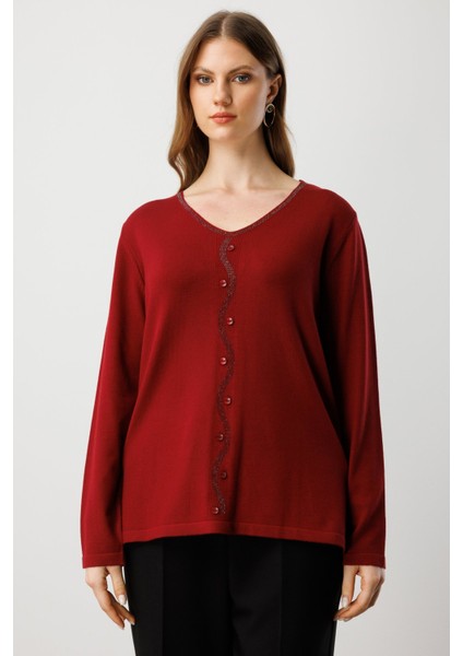 65396 Onteks Kazakönü Taşlı Düğmeli Uzun Kol