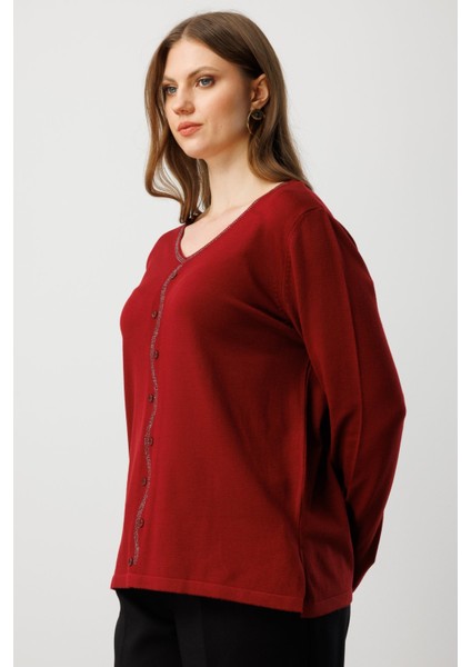 65396 Onteks Kazakönü Taşlı Düğmeli Uzun Kol modelleri