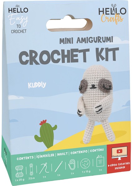 Minik Tembel Hayvan Amigurumi Yapım Kiti Türkçe Klavuz ve Videolu Anlatım (Kuddly)