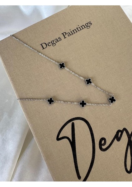 Çelik Mini Silver Black Cleef Kolye