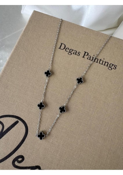 Çelik Mini Silver Black Cleef Kolye modelleri