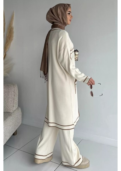 Ön Düğmeli Tesettür Triko Hırka Bel Lastikli Pantolon Ikili Takım P-00019052 fırsatları